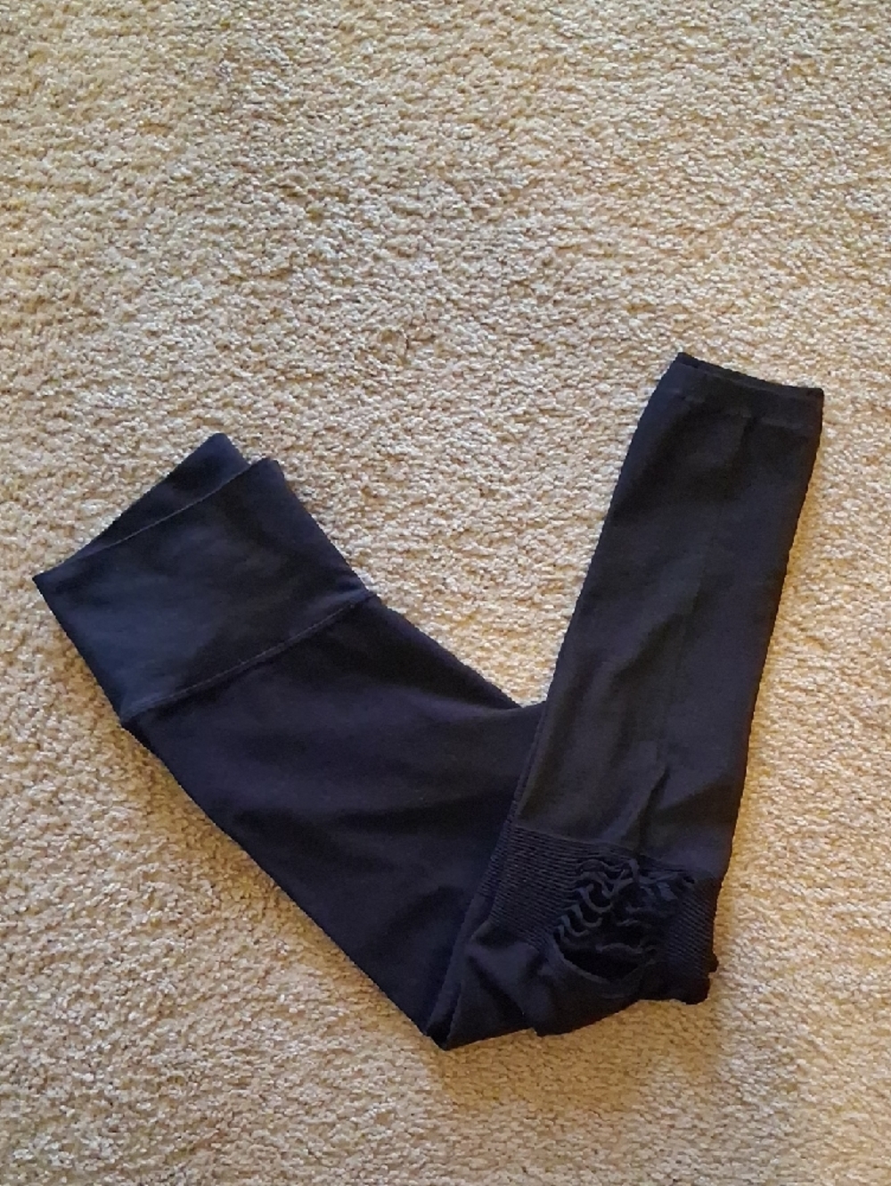 Phat Buddha Women's High-Waist Black Leggings with Knee Detailing